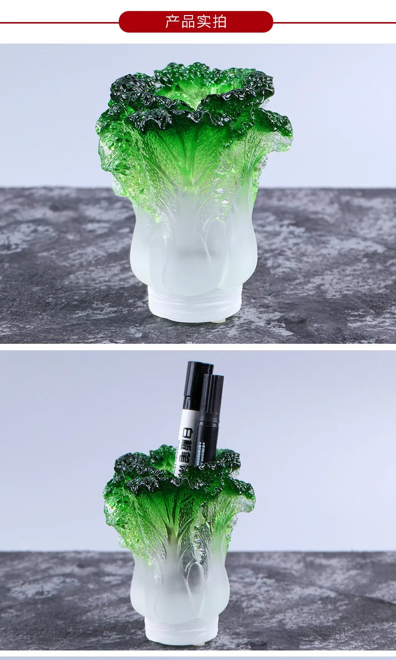 Cabbage Pen Holder Coloured glaze ornament Creative home study desk decoration birthday present crafts