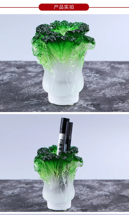 Cabbage Pen Holder Coloured glaze ornament Creative home study desk decoration birthday present crafts