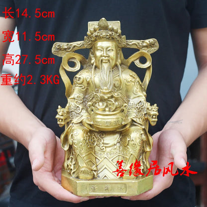 TOP GOOD Business Efficacious Money Drawing Talisman -Home office God of wealth fortune god CAI SHEN Golden Copper statue