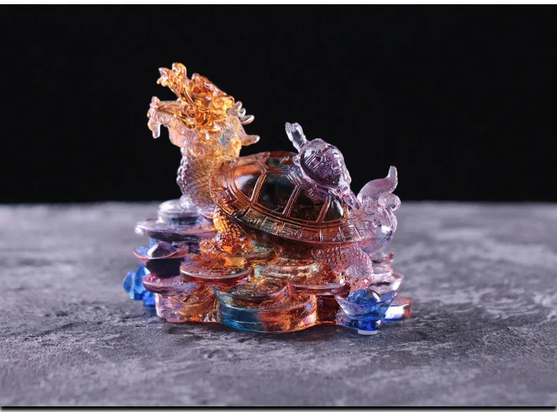 Ancient method Coloured glaze  dragon turtle ornament crafts Home Decorations gift