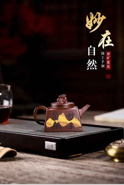 Yixing Handmade Yixing Clay Teapot Certificate Raw Ore Purple Clay Miaoin Natural Health Pot Pulp-Wrapped