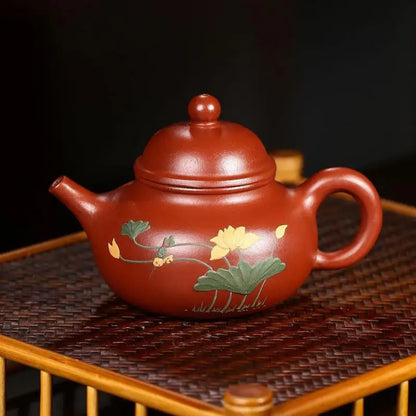 Zisha Teapot Yixing Handmade Pot, Kung-Fu Teaware, Purple Clay Drinkware for Puer  Chinese Tea Lotus Fun Rongtian, Fun