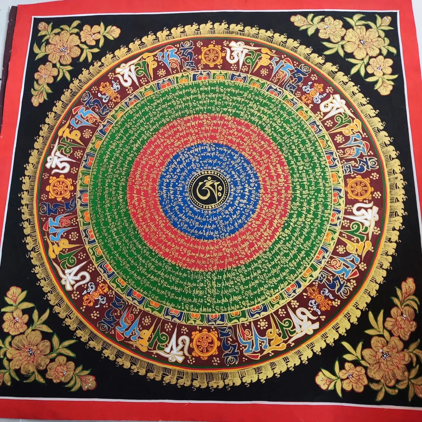 100% Hand painted Eight auspicious scripture mandala Thangka Thang-ga Buddhist family Hall altar wall Decorative painting art A1