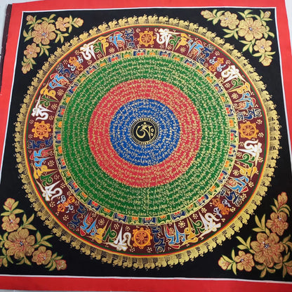 100% Hand painted Eight auspicious scripture mandala Thangka Thang-ga Buddhist family Hall altar wall Decorative painting art A1