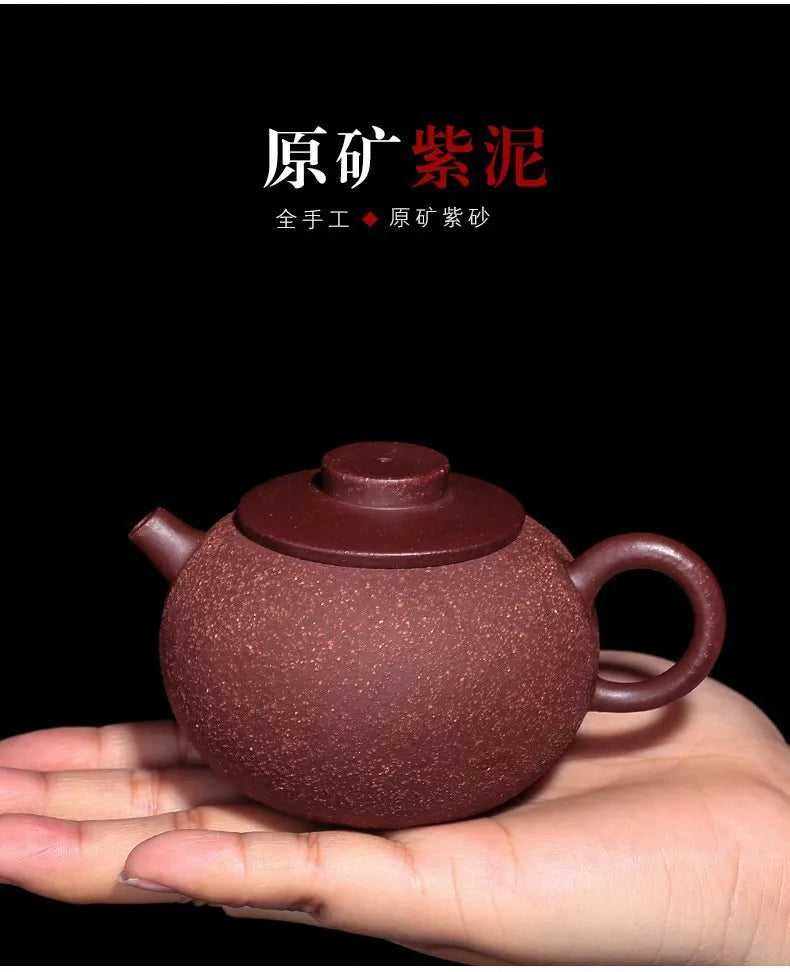 Yixing Purple Sand Tea Set Wholesale Raw Ore Coarse Sand Purple Clay Giant Wheel Bead Teapot New One Piece Dropshipping Goods