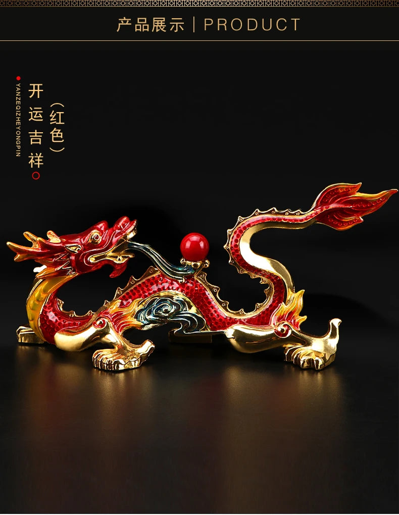 Free ship HOME OFFICE Company SHOP CAR Efficacious Money Drawing thriving business Lucky Royal Dragon FENG SHUI brass statue