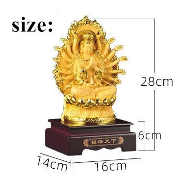 Thousand Handed Avalokitesvara Ornaments Sitting Statue of Nanhai Avalokitesvara Buddha Temple Household Worship Family Ornament