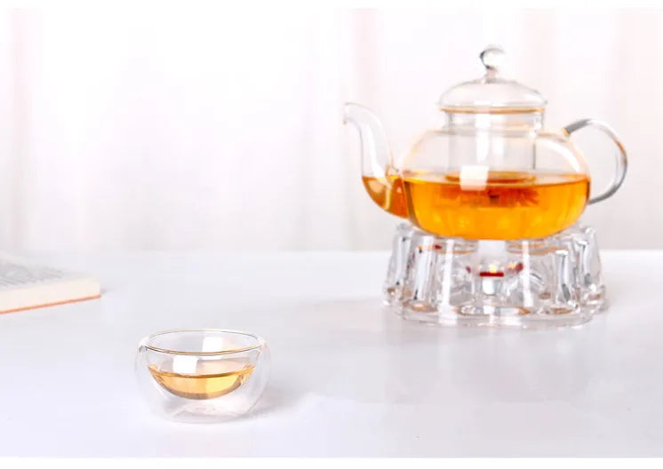 Clear Glass Flower Teapot With Infuser Filter Strainer Milk Kung Fu Tea Set Heat Resistant Oolong Flower Tea Pot Tool Kettle Set