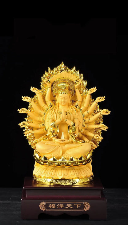 Thousand Handed Avalokitesvara Ornaments Sitting Statue of Nanhai Avalokitesvara Buddha Temple Household Worship Family Ornament