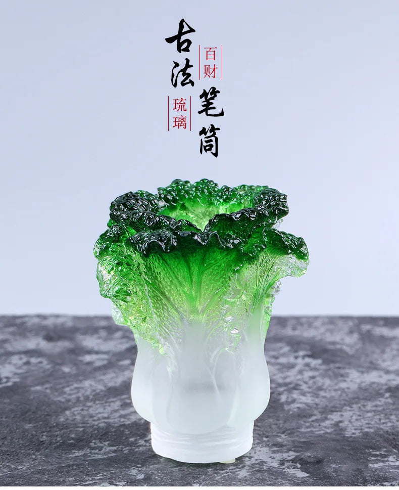 Cabbage Pen Holder Coloured glaze ornament Creative home study desk decoration birthday present crafts