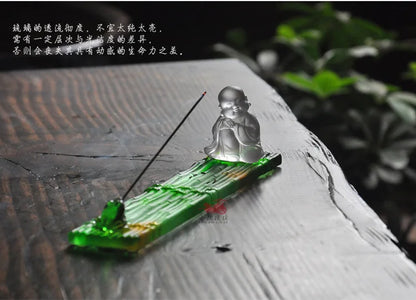 New Chinese style home accessories Coloured glaze cute little monk bamboo raft incense stick Home Decor Crafts