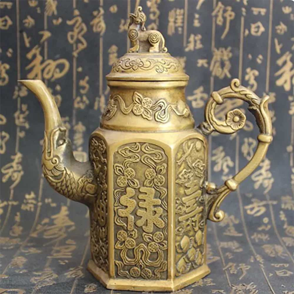 Metal Pot Chinese Retro Traditional Teapot Large Capacity Handmade Brass Tea Set Kettle Kung Fu Teapot Crafts