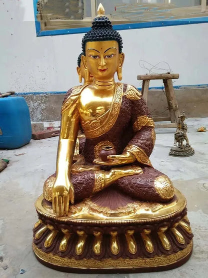 65cm XL HUGE Temple GOOD Buddha HOME Lobby Protection Vajrayana Gold-plated Lotus Sakyamuni Amitabha Buddha brass statue