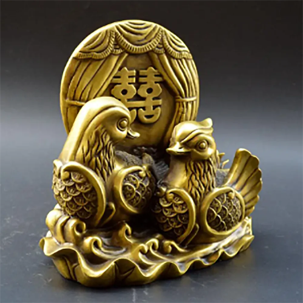 Copper Statue Antique pure copper mandarin duck a pair of copper lotus mandarin duck wedding gifts wedding decorations