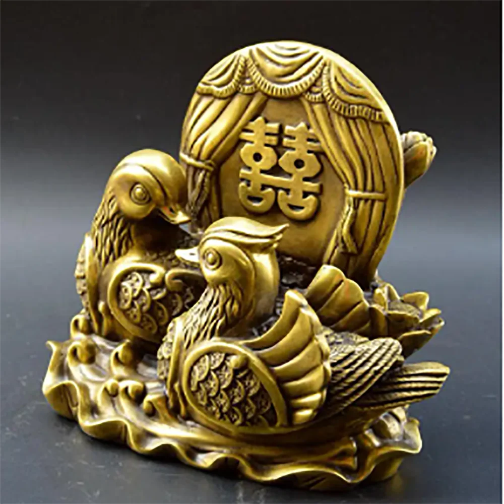 Copper Statue Antique pure copper mandarin duck a pair of copper lotus mandarin duck wedding gifts wedding decorations