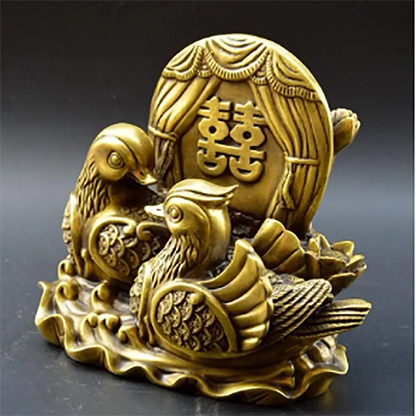 Copper Statue Antique pure copper mandarin duck a pair of copper lotus mandarin duck wedding gifts wedding decorations