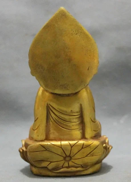 decoration bronze factory Pure Brass Antique  gold-plated brass pray bless shakyamuni Buddha Statue / Height: 5.5inch