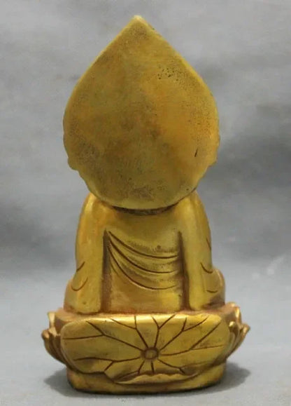decoration bronze factory Pure Brass Antique  gold-plated brass pray bless shakyamuni Buddha Statue / Height: 5.5inch