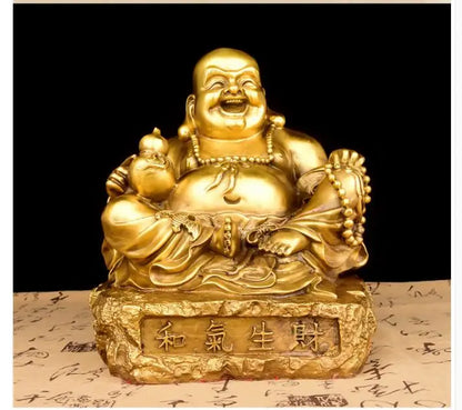 HOT SALE Bring in wealth # HOME office business TOP  Talisman # Money Drawing GOLD Maitreya Buddha FENG SHUI Brass statue