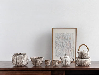 Three Times Japanese-Style Pink Construction Water Jingdezhen Pot Bearing Retro Tea Residue Barrel Tea Ceremony Tea Set Access