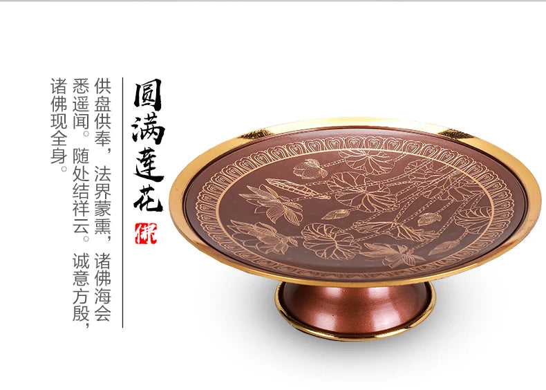 A PAIR 2PCS Buddhism high grade HOME Temple shrine enshrine worship wealth buddha God Holy offering trays 15cm wide
