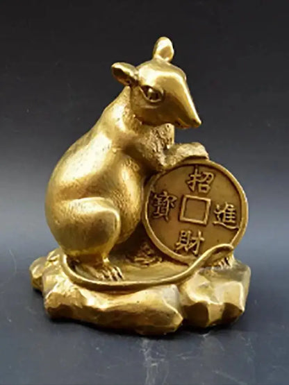 Copper Statue Antique pure brass twelve zodiac mouse home decoration crafts