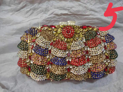 Multicolored Diamonds Woman Evening Purses Shinny Crystal Wedding Bridal Cocktail Prom Bags Birthday Party Dinner Gift Handbags