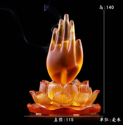 Creative Coloured glaze Lotus Buddha Hand Incense Stick Ornament