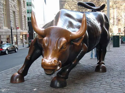 office  business stock-market Mascot -efficacious Talisman Money Drawing gold Charging Bull brass statue