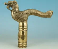 100% BRASS Pure Copper Brass Grandpa Good Lucky Chinese Old BRASS Handmade Carved Elephant Statue Cane Walking Stick Head