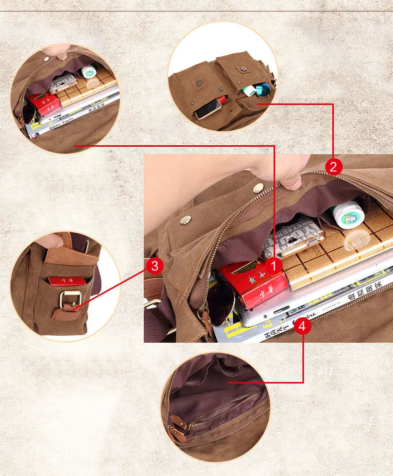 Men Canvas Shoulder Bags Casual Tote Travel Men's Crossbody Bag Luxury Messenger Bags Fashion High Quality Handbag