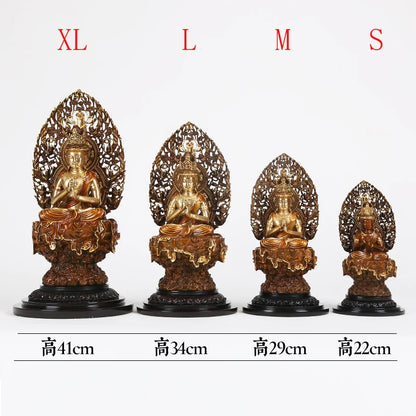 34CM- bless family Safety Health Talisman #office home shop efficacious Protection Buddhism Amitayus Buddha brass statue