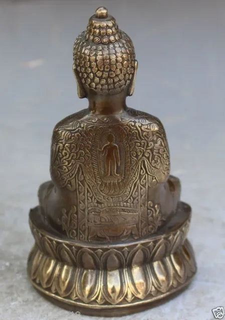 decoration brass factory outlets Pure Brass Antique 18 CM / Elaborate Tibet Buddhism Copper Shakyamuni Amitabha Buddha Statue