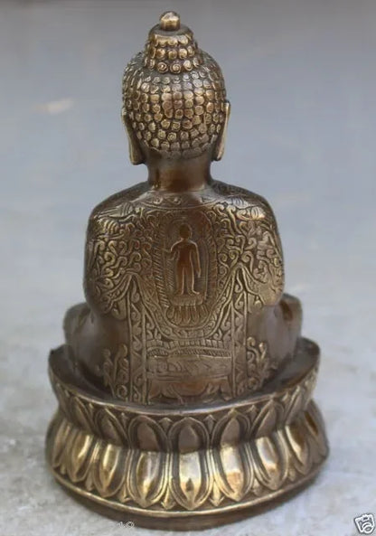 decoration brass factory outlets Pure Brass Antique 18 CM / Elaborate Tibet Buddhism Copper Shakyamuni Amitabha Buddha Statue