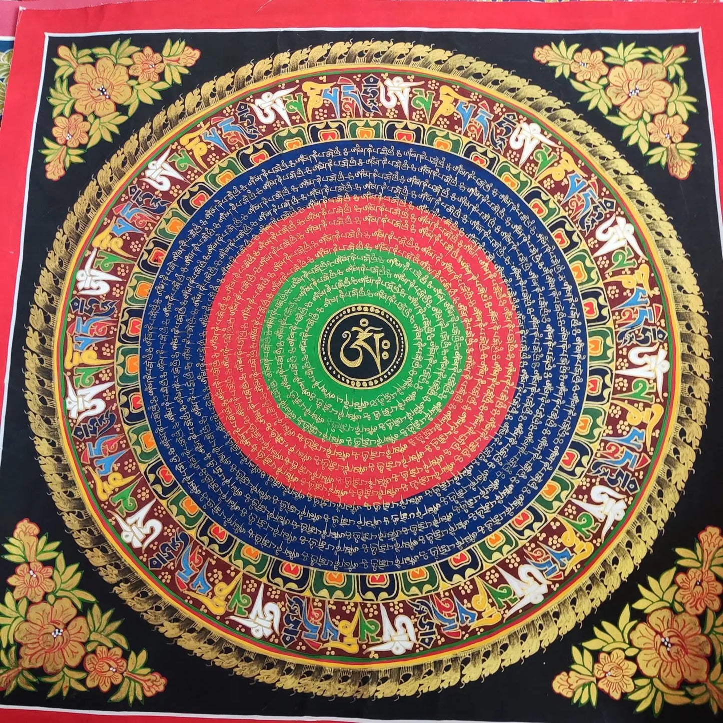 100% Hand painted Eight auspicious scripture Mandala Thangka Thang-ga Buddhist family Hall altar wall Decorative painting A2