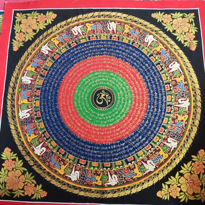 100% Hand painted Eight auspicious scripture Mandala Thangka Thang-ga Buddhist family Hall altar wall Decorative painting A2