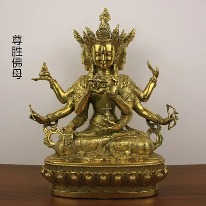 Pure Copper Dignified Buddha Mother Bodhisattva Statue Piece Longevity Three Bronze Sculptures Statues