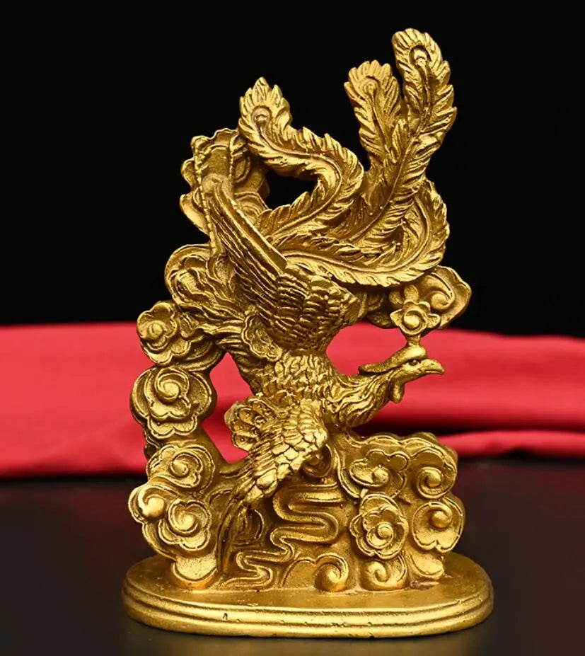 Seiko brass dragon phoenix crafts statue A pair