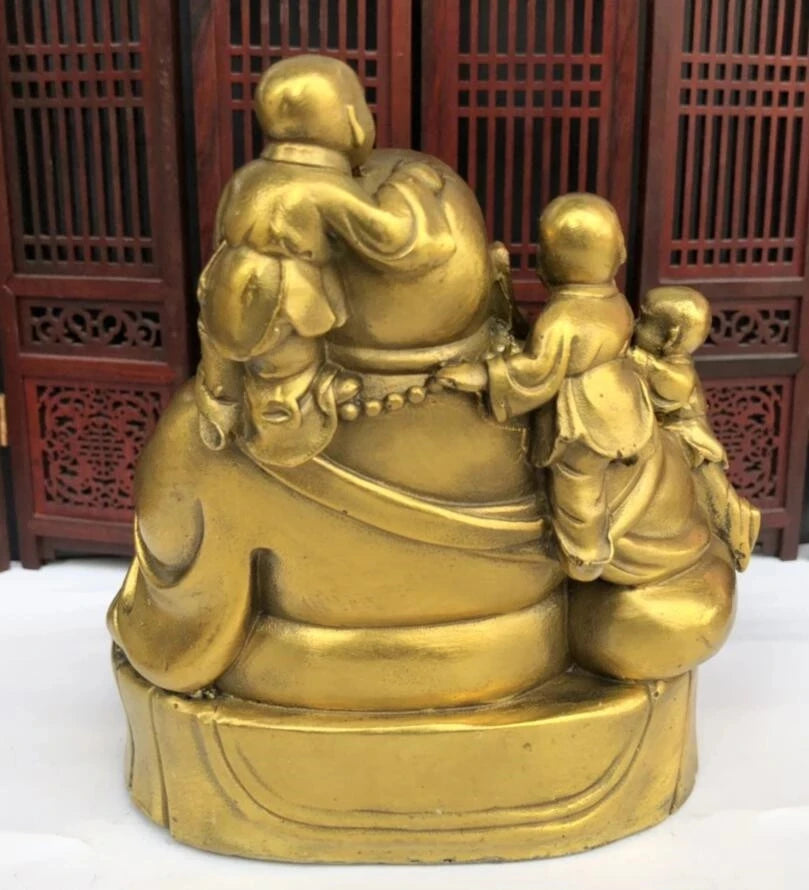 Seiko brass sit lotus Five children maitreya Buddha Home decoration crafts statue
