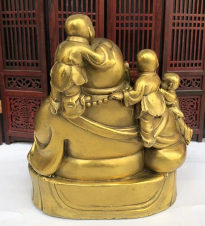 Seiko brass sit lotus Five children maitreya Buddha Home decoration crafts statue