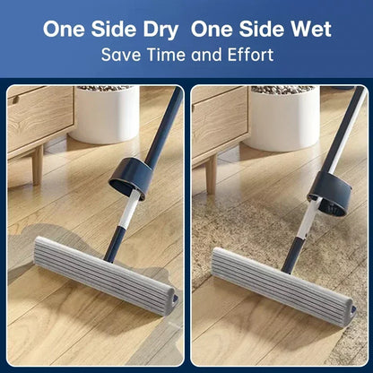 Self-Wringing Floor Mop180 Degree Squeeze Mop with Triangle Design PVA Mop Head for Kitchen Bedroom Household Cleaning Tools