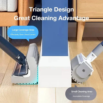 Self-Wringing Floor Mop180 Degree Squeeze Mop with Triangle Design PVA Mop Head for Kitchen Bedroom Household Cleaning Tools