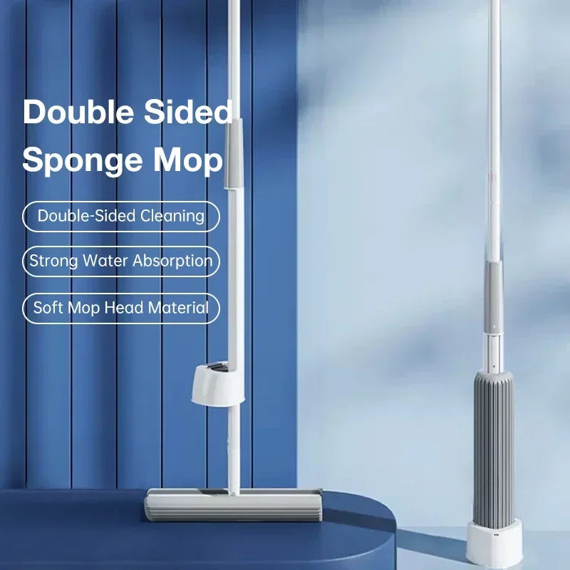 Self-Wringing Floor Mop180 Degree Squeeze Mop with Triangle Design PVA Mop Head for Kitchen Bedroom Household Cleaning Tools