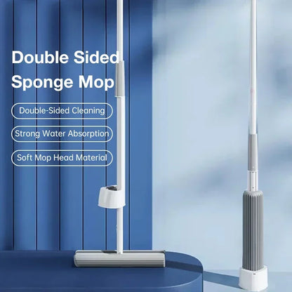 Self-Wringing Floor Mop180 Degree Squeeze Mop with Triangle Design PVA Mop Head for Kitchen Bedroom Household Cleaning Tools