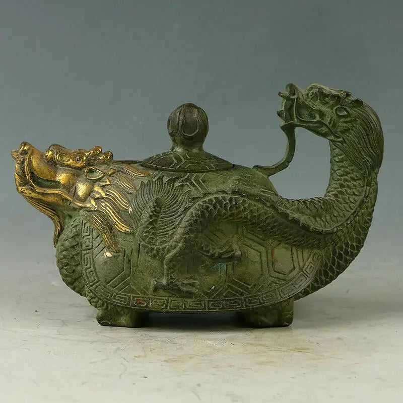 Series CRUSH Chinese Ancient Bronze Hand-Carved Dragon Teapot Kangxi Mark