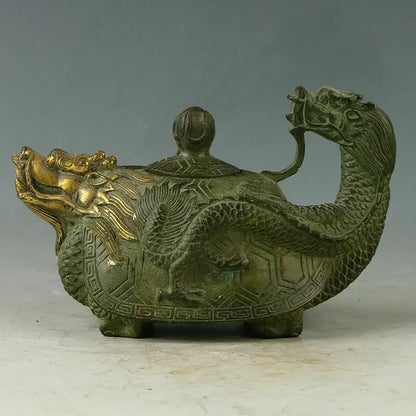 Series CRUSH Chinese Ancient Bronze Hand-Carved Dragon Teapot Kangxi Mark