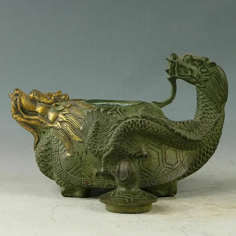 Series CRUSH Chinese Ancient Bronze Hand-Carved Dragon Teapot Kangxi Mark