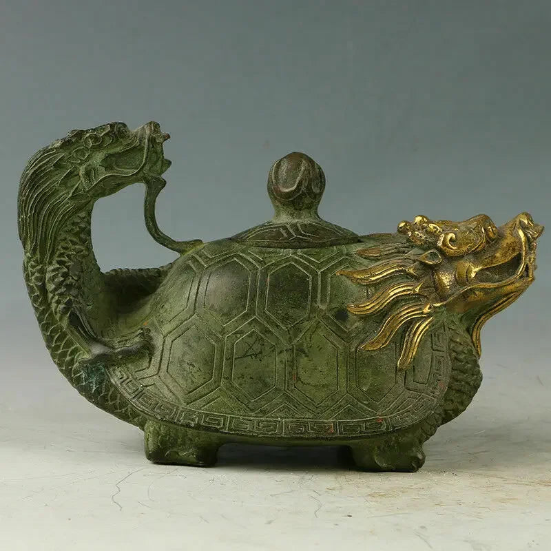 Series CRUSH Chinese Ancient Bronze Hand-Carved Dragon Teapot Kangxi Mark