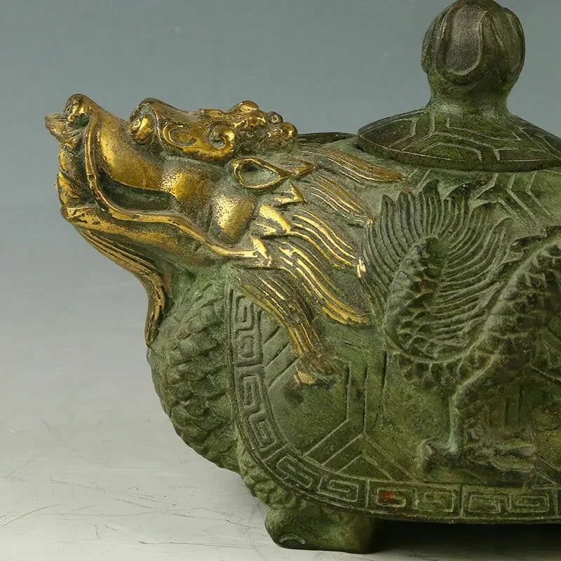 Series CRUSH Chinese Ancient Bronze Hand-Carved Dragon Teapot Kangxi Mark