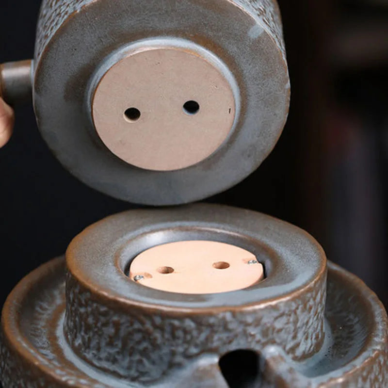 Service Automatic Stone-Mill Pottery Lazy Stone Grinding Tea Set Rotating Water Teapot Tea Maker For Ceremony Home Office Decor